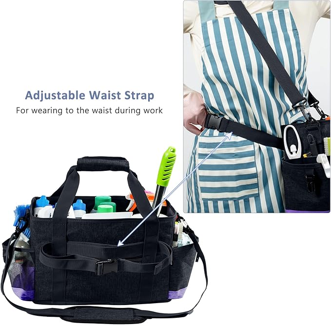 Large Cleaning Caddy for Cleaning Suppliers Organizer,15" Storage Organizer for House Clean Essential, Wearable Cleaing Bag, Storage Caddy for Housekeeping