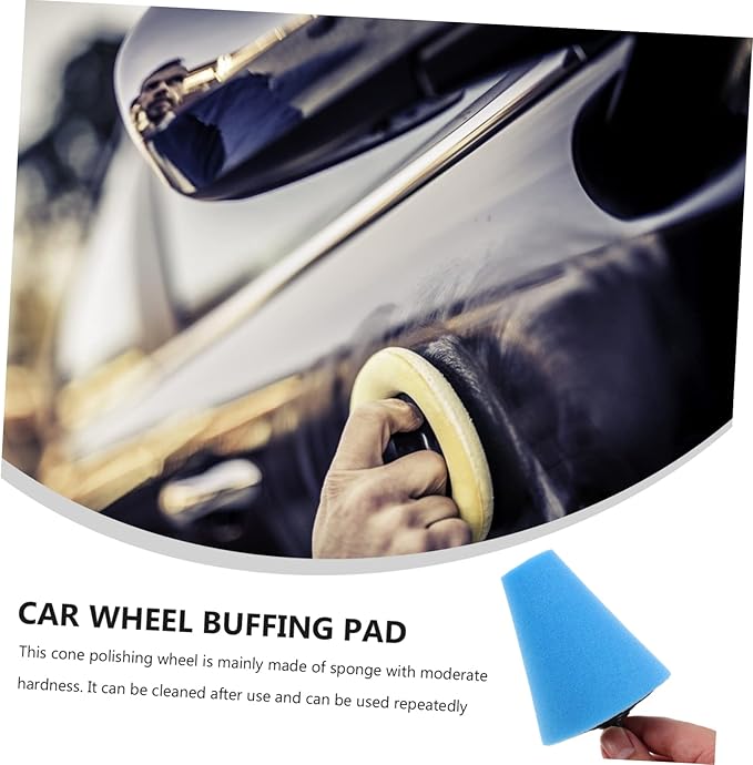 Unomor 6pcs Car Wheel Polishing Sponge Pads Cone Buffing Pads for Auto Detailing for Rims and Hard Reach Areas Reusable and Washable Polishing Tools