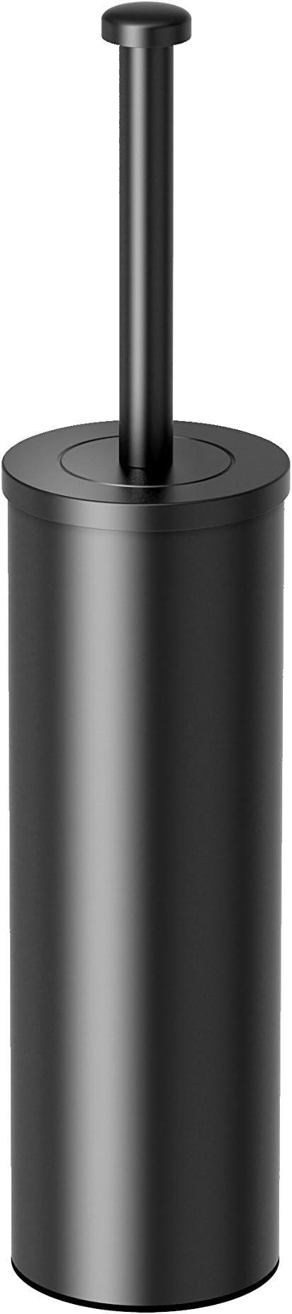 Gatco 1481MX Latitude II Round Toilet Brush and Holder, Freestanding Bathroom Toilet Brush Set, Matte Black