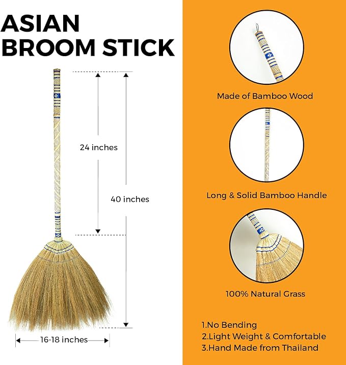 Asian Broom Whisk Broom Handmade Size Overall Length 40 inch