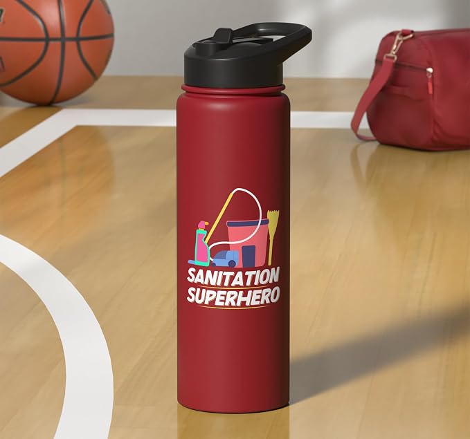 Sanitation Superhero Cleaning Stainless Steel Insulated Water Bottle