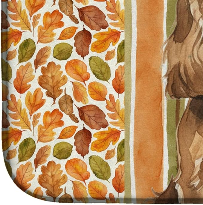 Caroline's Treasures Liver English Cocker Spaniel Heirloom Fall Dish Drying Mat Absorbent Dish Drying Mat Pad for Kitchen Counter Dish Drainer Mat for Countertop, 14 x 21", Multicolor