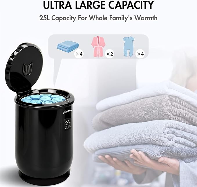 Towel Warmers Ultra Large Capacity Bucket Style 450W for Bathroom ETL FCC Certified Fits up to Two 40"x70" Towels, Blankets, Bathrobes with Auto Shut Off (Black)