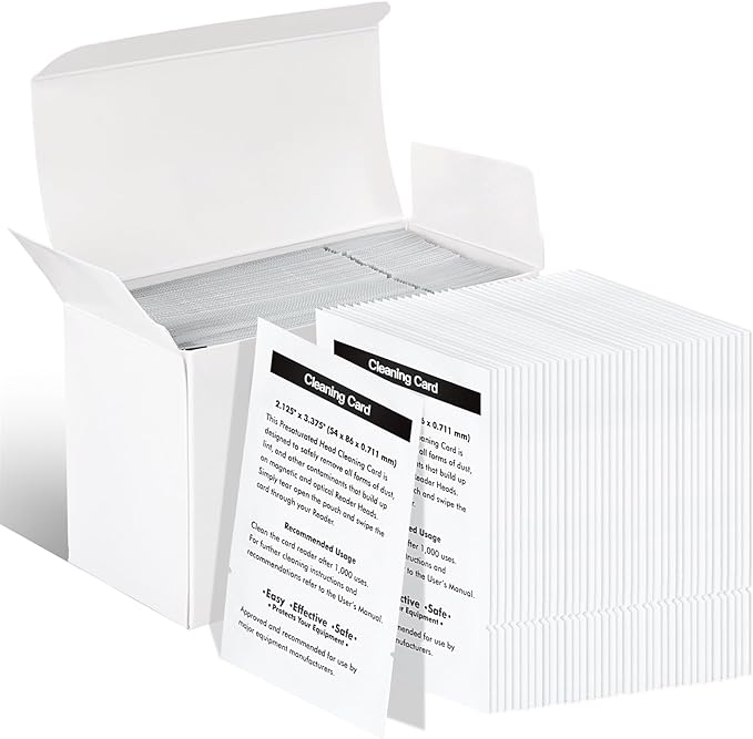 100 PCS Credit Card Reader Cleaning Cards - CR80 Dual Side Cleaning Sheets for POS Terminals, Printers, and Optical Card Readers