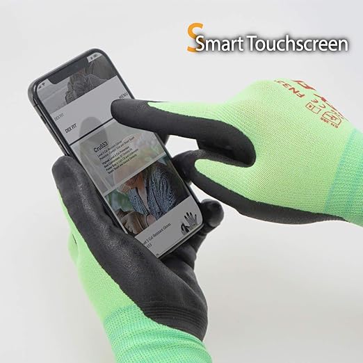 DEX FIT Nitrile Work Gloves FN330, 1 Pair, 3D-Comfort Stretchy Fit, Firm Grip, Thin & Lightweight, Touch-Screen Compatible, Durable, Breathable & Cool, Machine Washable; Black Grey XL (10)