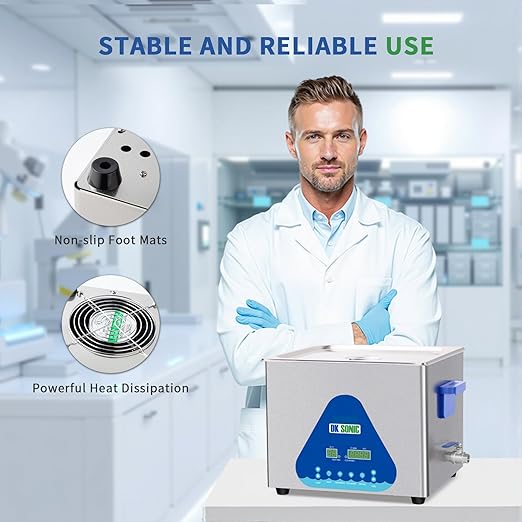 DK SONIC Ultrasonic Cleaner 15L,360W Industrial Ultrasonic Parts Cleaner with Heater&Timer, Digital Control&Basket, Multiple Functions for Motorcycle Engines,Carburetors, Chains