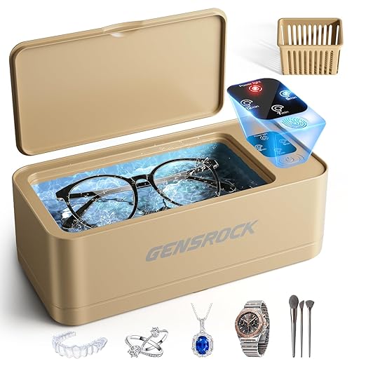 GENSROCK Ultrasonic Jewelry Cleaner, 48kHz Sonic Cleaner, 3 Modes Deep Cleaning, 360ML Food Grade Tank, 45dB Quiet, for Jewelry, Rings, Gold, Silver, Glasses, Dentures(Rose Gold)