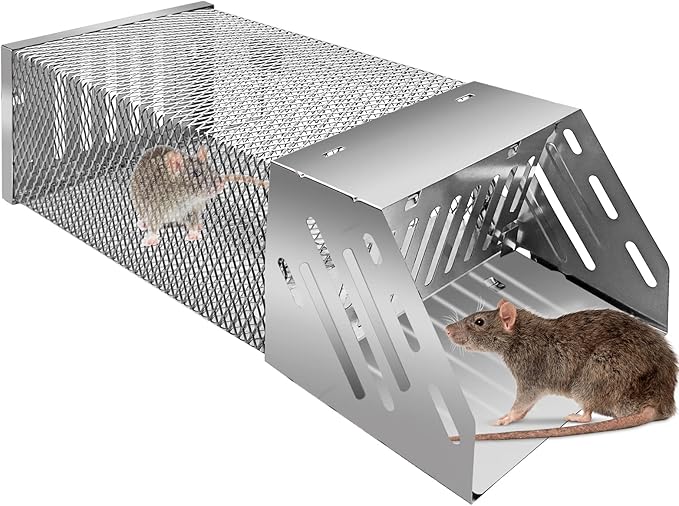 Humane Rat Trap, Automatic Cycle Mouse Trap, No Kill Live Mouse Catch, Mice Trap Cage for Indoor and Outdoor Small Animal - Mouse Voles Hamsters Live Cage Catch and Release (Rat Trap B)