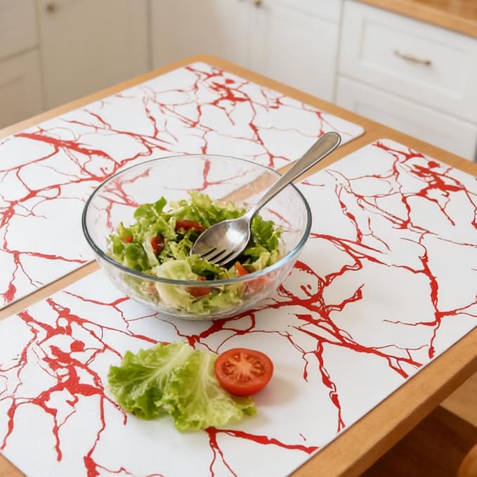 Red Marble Pattern Shelf Liner, Non-Adhesive Non-Slip Thickened Drawer Liner, Easy to Clean Contact Paper for Kitchen Cabinets, Tool Box, Refrigerator, Includes Knife & Tape Measure.17.3×236.22inch