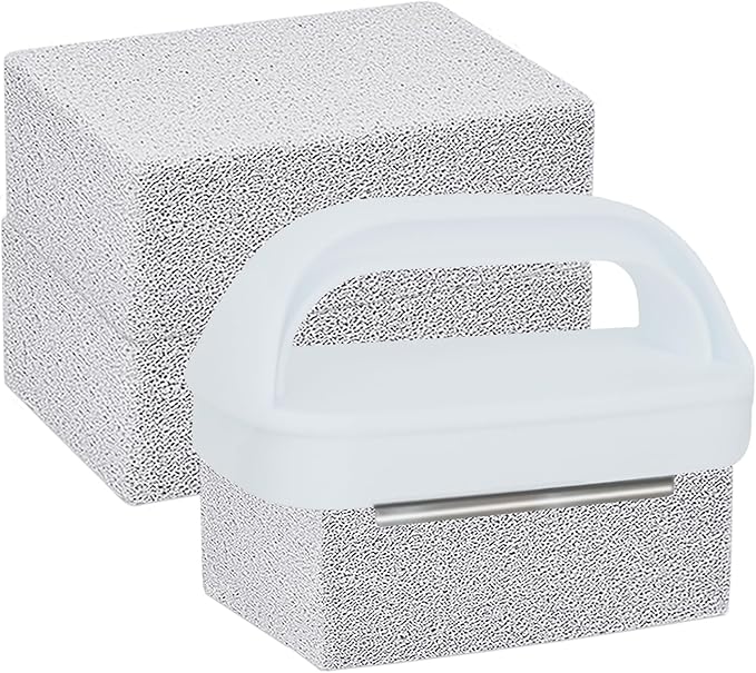 Heavy Duty Grill Cleaning Brick with Handle, Durable Griddle Pumice Stone Cleaning Blocks Removing Stains for Flat Top, Oven, Stove, BBQ Grates, Cookware (3)