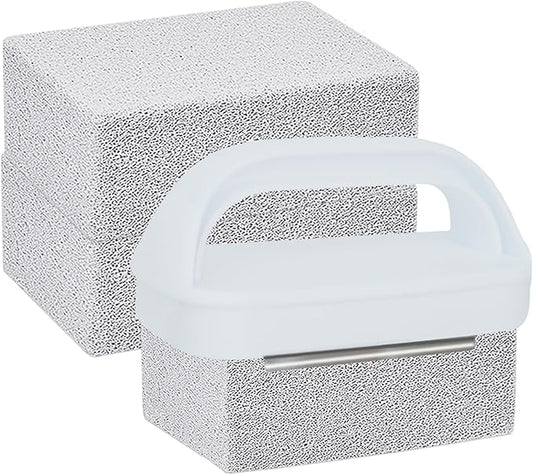 Heavy Duty Grill Cleaning Brick with Handle, Durable Griddle Pumice Stone Cleaning Blocks Removing Stains for Flat Top, Oven, Stove, BBQ Grates, Cookware (3)