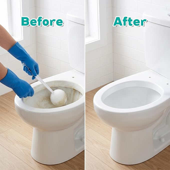 20 Pack Soft Toilet Bowl Brush with Long Plastic Handle 15 Inches Long Disposable Soft Swab Toilet Bowl Cleaners Mop, Toilet Brushes for Dead Corner Silk Scrubber for Toilet Bowls (White)