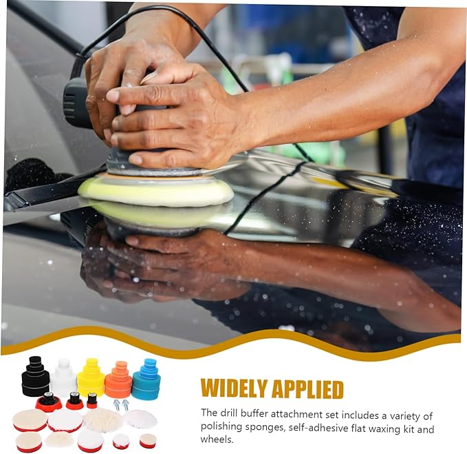 Zerodeko 1set Buffer Sponge Pad Polishing Wheel Kit for Car Waxing and Household Cleaning Self-Adhesive Polishing Pads for Drill Use Buffing Wheel