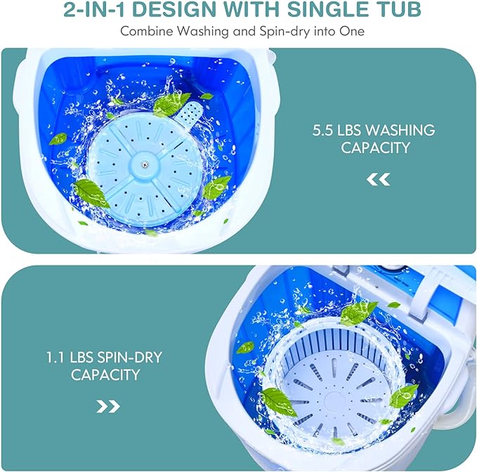 Giantex Portable Washing Machine, Mini Washer and Spinner Combo, 5.5lbs Washing Capacity, Semi-automatic Compact Laundry Machine for Apartment Dorm RV
