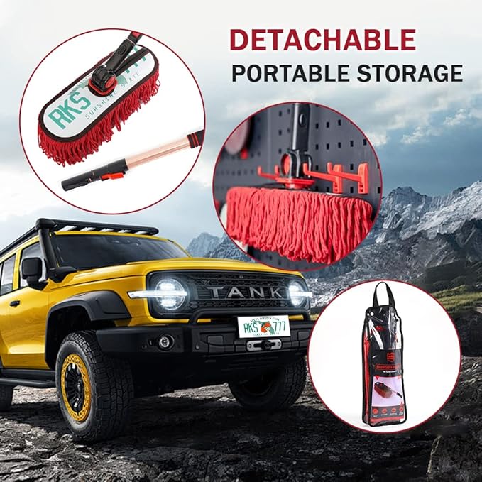 Auto Duster Extendable Handle, Car Exterior Scratch Free, Wax Cotton Hair Brush Kit for Truck SUV RV Motorcycle, Cleaning No Lint (Sunshine State Designer License Plate) - Gifts for Men Women