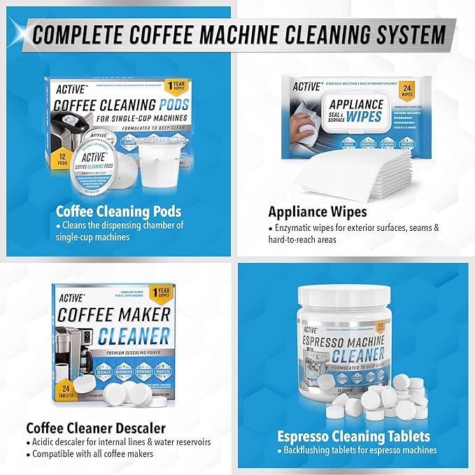 ACTIVE Keurig Compatible Cleaning Pods and Swedish Sponge Cloths - Includes 12ct K-Cup Compatible Cleaner Pods and 12pk Swedish Dishcloths