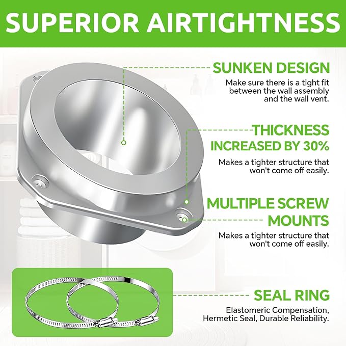 Magnetic Dryer Vent Connector Kit, Quick Connect & Easy Clean Dryer Vent Coupling with 4" Duct & Clamps for Family Home Safety