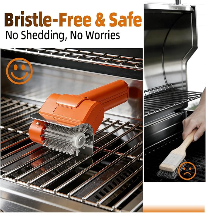 Electric Grill Brush - Cordless Rechargeable Automatic Electric Grill Cleaner with Stainless Steel Bristles & Electric BBQ Grill Brush for Outdoor Grills