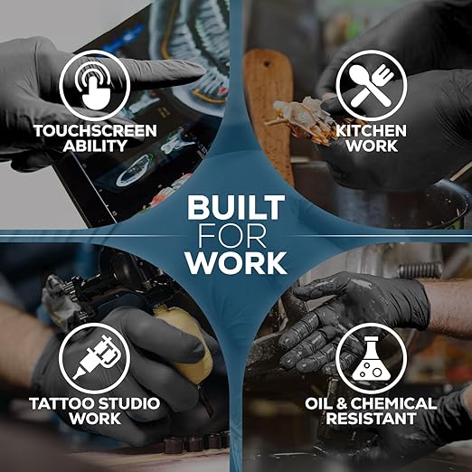 First Glove Volt 6 Mil Black Nitrile Disposable Gloves - 1000 Ct. X-Large - Food Safe Heavy Duty Gloves for Cooking, Cleaning, Industrial & Food Service - Latex Free, Powder Free, Micro-Textured Grip