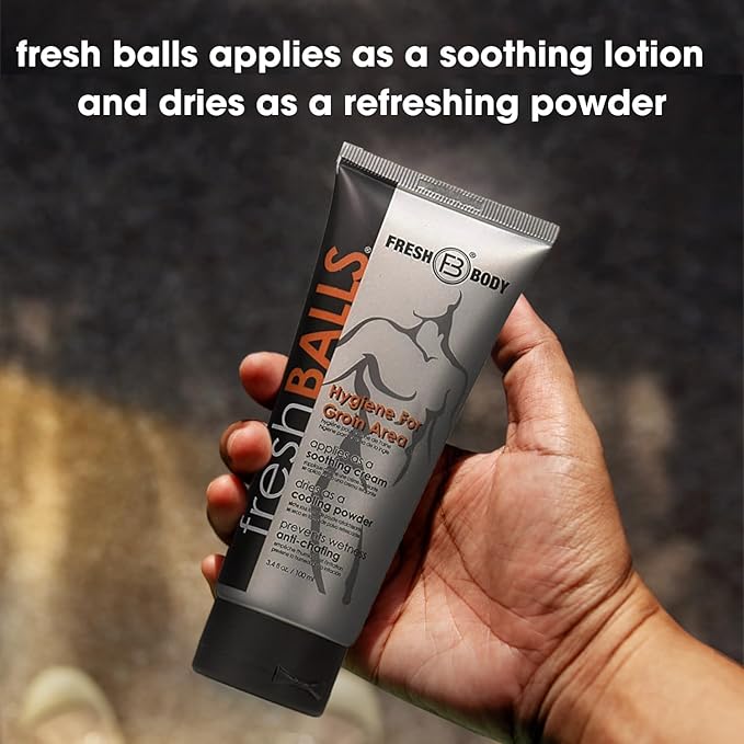 Fresh Body FB Balls Cream and Fresh Feet Foot Spray Bundle - Anti-Chafing Deodorant Lotion for Men and Odor Fighting Foot Spray with Essential Oils, 3.4 oz & 4 oz