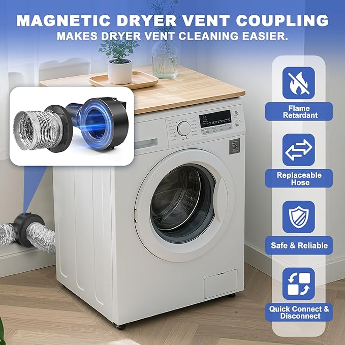 90° Magnetic Dryer Vent Coupler,Magnetic Dryer Vent Coupling 90-Degree Elbow with Strong Self-connection