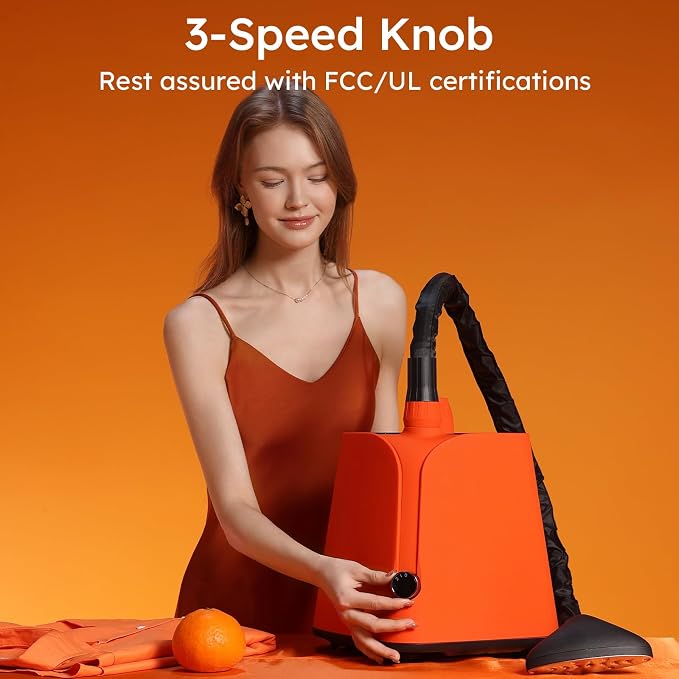 Colorful Standing Garment Steamer for Clothes, 2000W Professional Hanging Clothing Steamer with Stand, Commercial Cloth Fabric Steamers with 1.8L Water Tank for 45min Steaming, Orange