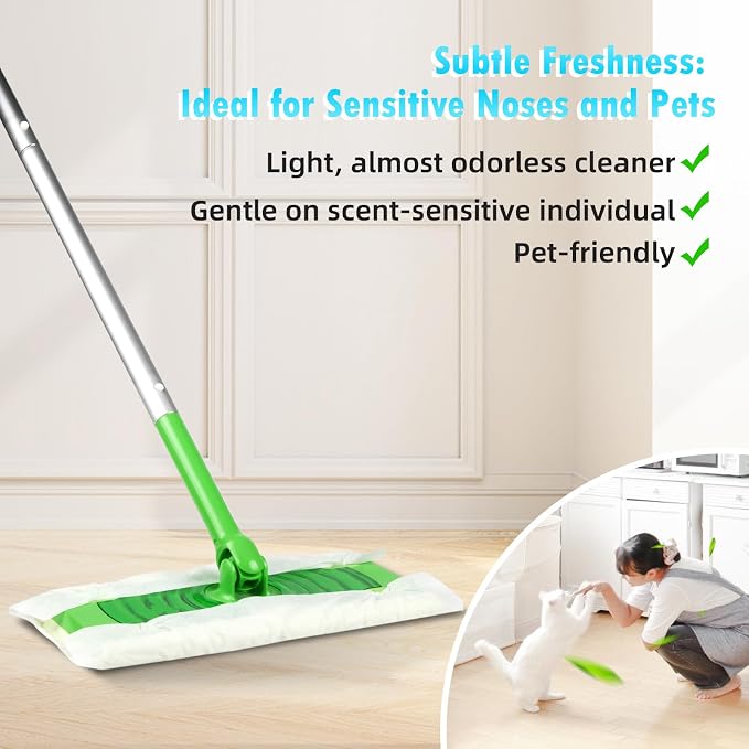 24 Count Unscented Wet Mop Refills for Swiffer Sweeper Wet Pads | One Pad Cleans One Room, Wet Mopping Cloths, For Hardwood Tile Laminate Floors, Mop Not Included