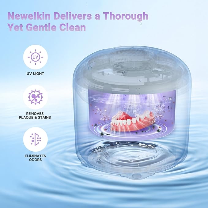 Ultrasonic Retainer Cleaner 25W Portable Ultrasonic Denture Cleaner Multi-Mode 45KHz with Drying and Removable Inner for Dental Trays, Braces, Jewelry, Toothbrushes, Mouth Guards, Aligners,Ring White