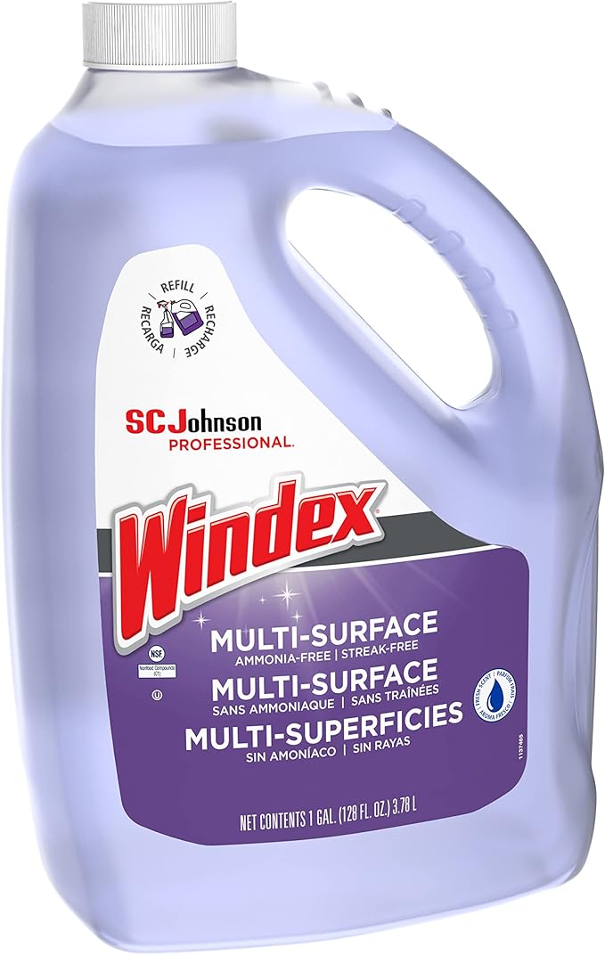 SC Johnson Professional, Windex Ammonia-Free Glass, Window & Surface Cleaner Refill, 1 gallon/128 Oz (Pack Of 4)