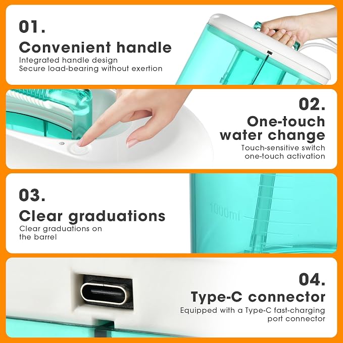 2000mah Rechargeable Aquarium Gravel Cleaner, Portable 3L Fully Automatic Fish Tank Cleaning Tools Synchronized Water Change Gravel Vacuum for Aquarium Water Filter