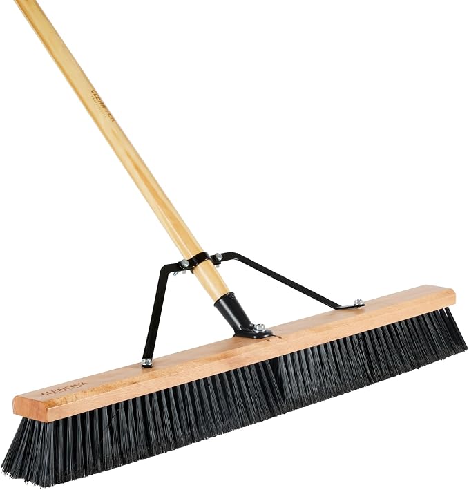 Restaurantware-BROOM HEAD ONLY: Clean Tek Professional 30-Inch Broom Head, 1 Heavy-Duty Push Cleaning Tool - Handle And Brace Sold Separately, Fine Plastic Bristles, Wooden, Commercial Use