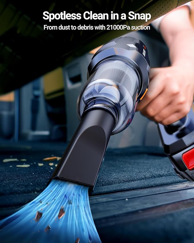 SEALIGHT Car Vacuum Portable Cordless, Handheld Cordless with High Power, Type-C Charging, 2 Suction Modes, Up to 40 Mins Runtime, Small Mini Vacuum for Car, Pet, Home