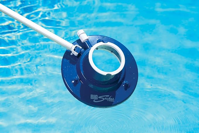 Poolmaster 28300 Big Sucker Manual Pool Leaf Vacuum Head + SWIMLINE Telescopic Aluminum Pool Cleaning Pole
