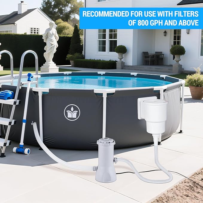 Above Ground Pool Skimmer Kit, Heavy Duty Through Wall Pool Skimmers, Wall Mountedp Pool Skimmers for Filter Leaves, Hair, Bugs, and Impurities from The Surface of The Pools (Grey)