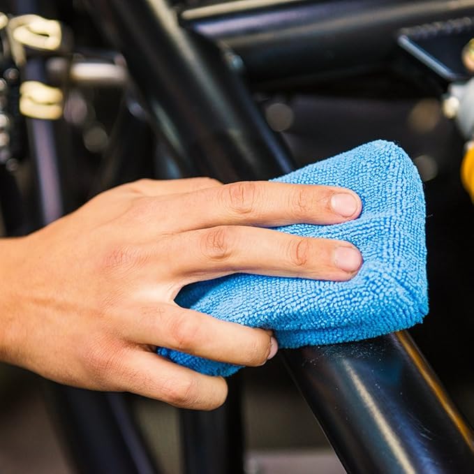 Chemical Guys MIC_292_08 Premium Grade Microfiber Applicators, Blue (Pack of 8) and Chemical Guys MIC_506_12 Professional Grade Premium Microfiber Towels, Gold (16 in. x 16 in.) (Pack of 12) Bundle