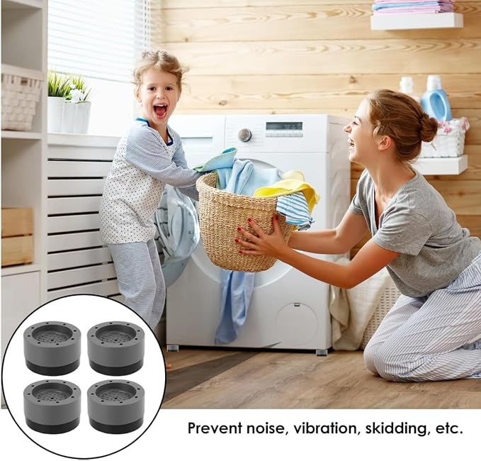 4Pcs Fridge Base Raisers, Universal Anti Vibration Washing Machine Feet Pads, Noise Reduction Non-slip Floor Protection Refrigerator Mat Feet Pad for Mini Fridge, Washing Machine, Dryer, Dishwasher