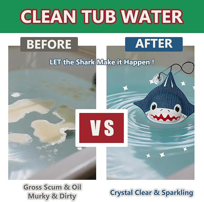 QISHENG Hot Tub Scum Absorber for Spa Cleaner, Reusable & Washable Hot Tub Cleaner/Sponge/Skimmer/Accessories for Spa & Pool Scum Oil Absorber(2 Pack, Shark)
