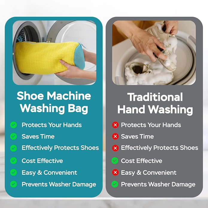 Shoe Washing Machine Bag for Washer and Dryer – AXERIN 5-Piece Kit | 2 Laundry Shoe Bags, 2 Shoe Trees & Brush, Reusable Sneaker Washing Bag, 360° Deep Clean for Sneakers, Tennis & All Shoes