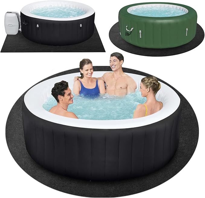 80 in Dia Round Hot Tub Mat for Inflatable Tub, Absorbent Hot Tub Pad with Waterproof Slip-Proof Backing Washable Ground Protector Floor Mat for 79" Dia Below Outdoor Indoor Hot Tubs
