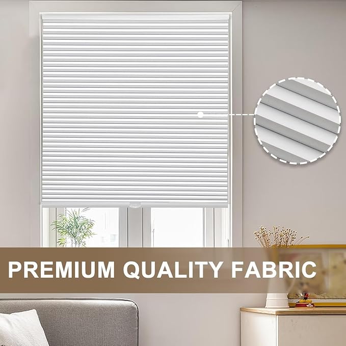 MYshade Cordless Blackout Cellular Shades, 1.5" Honeycomb Window Blinds for Bedroom & Nursery, Thermal Insulated, Noise Reducing, Privacy Shades, Inside or Outside Mount (21" W x 64" H, White)