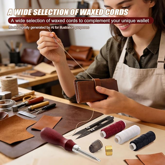 Leather Working Kit with Cowhide and Paint Set | Men's Wallet DIY Kit, Leather Crafting Tools, Hobbies for Women and Men, Art and Crafts for Adults