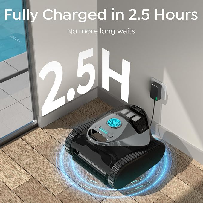 (2026 NEW) Brinbo Pool Cleaner Robot with Multi Cleaning Modes, Wall Climbing, Waterline Scrubbing, 2.5H Fast Charging, Tripe-Motor Strong Suction, C1 Pool Vacuum for Inground Pools, Frosted Gray Blue