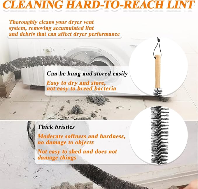 4 Pack WH01X35719 Lint Filte for GE Profile Washer Dryer Combo with Clothes Dryer Vent Cleaner Kit, Dryer Vent Brush Included