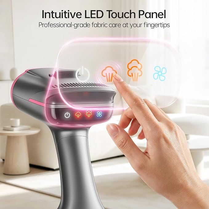 Dr.flash Vacuum Steamer for Clothes, 2-in-1 Home Garment Steamer and Iron, 6000Pa Strong Suction, 3 Modes with LED Display, 270ml Tank, Professional Wrinkle Remover (for 110-120V Use)