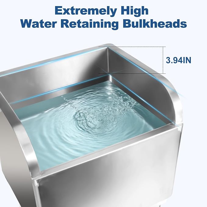 17 3/4in Stainless Steel Floor Mop Sink with Detachable Mop, Suitable for Laundry Rooms, Restaurants, Garages, Balconies, and Other Commercial Settings (17.7“L x 15.5”W x 21.9"H)