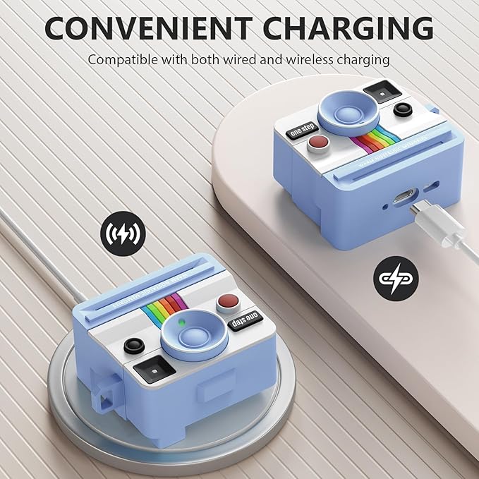 Retro Cases for AirPods 4 Case 2024 with Cleaner Kit - VISOOM Cute Fancy Protective AirPods 4th Gen Cases Cover Men Women Unique Polaroid Soft Cover for Apple AirPod iPods 4 Wireless Charging Case