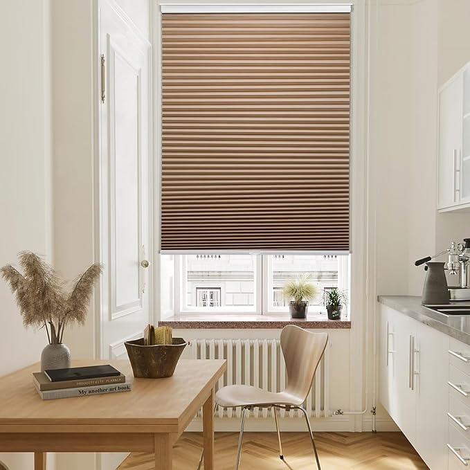 MYshade Cordless Blackout Cellular Shades, 1.5" Honeycomb Window Blinds for Bedroom & Nursery, Thermal Insulated, Noise Reducing, Privacy Shades, Inside or Outside Mount (40" W x 72" H, Light Brown)