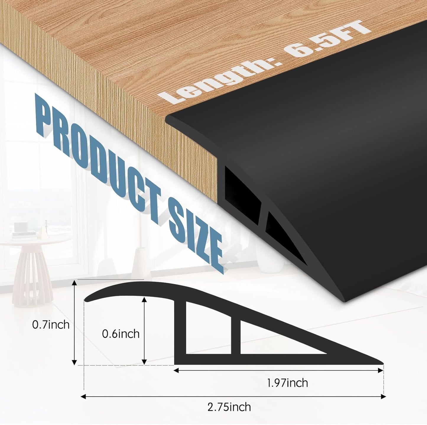 Floor Transition Strip Door Threshold 79" Floor Transition Reducer Trim on The Edges Threshold Strip Self Adhesive Suitable for Doorways, Tiles, Carpet