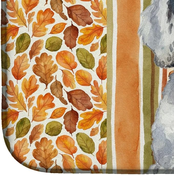 Caroline's Treasures Standard Silver Poodle Heirloom Fall Dish Drying Mat Absorbent Dish Drying Mat Pad for Kitchen Counter Dish Drainer Mat for Countertop, 14 x 21", Multicolor
