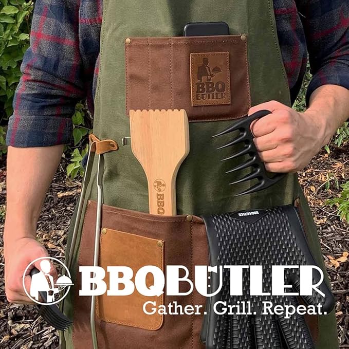 BBQ Butler Bristle Free Grill Brush - 360 Degree Grate Scraper - Safe BBQ Cleaning Grill Brush - Stainless Steel - Grilling Accessories - Gas - Charcoal - Porcelain - Ceramic - BBQ Cleaner